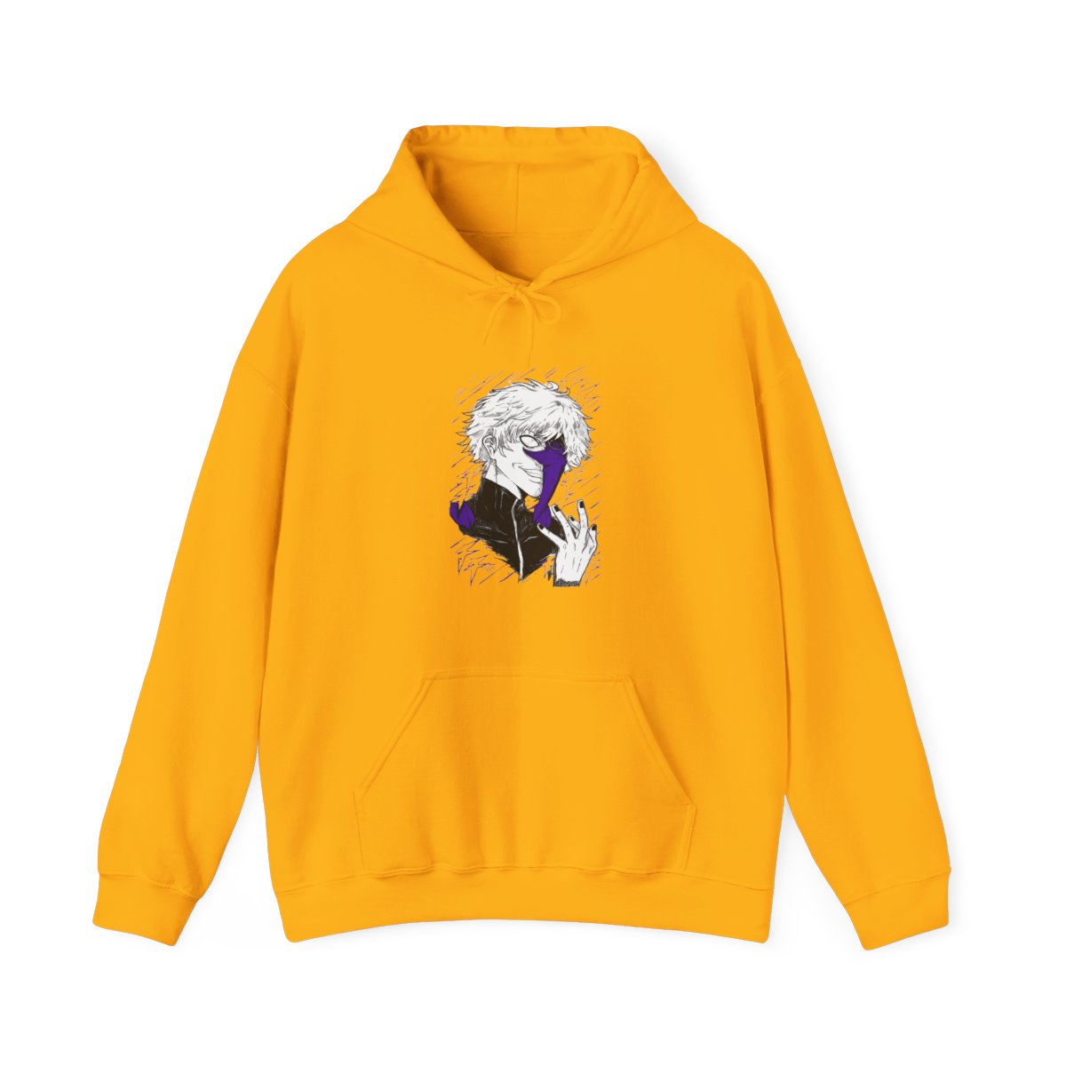 Gojo Satoru Hoodie Jujutsu Kaisen Half Mask Pose - alternate angle 2, merchandise